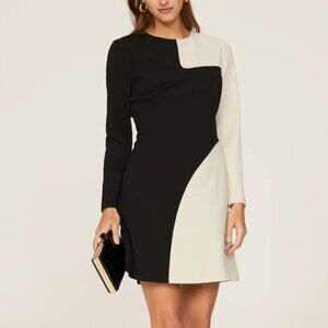 Chic Black and White Long Sleeve Mini Dress by Donna Morgan